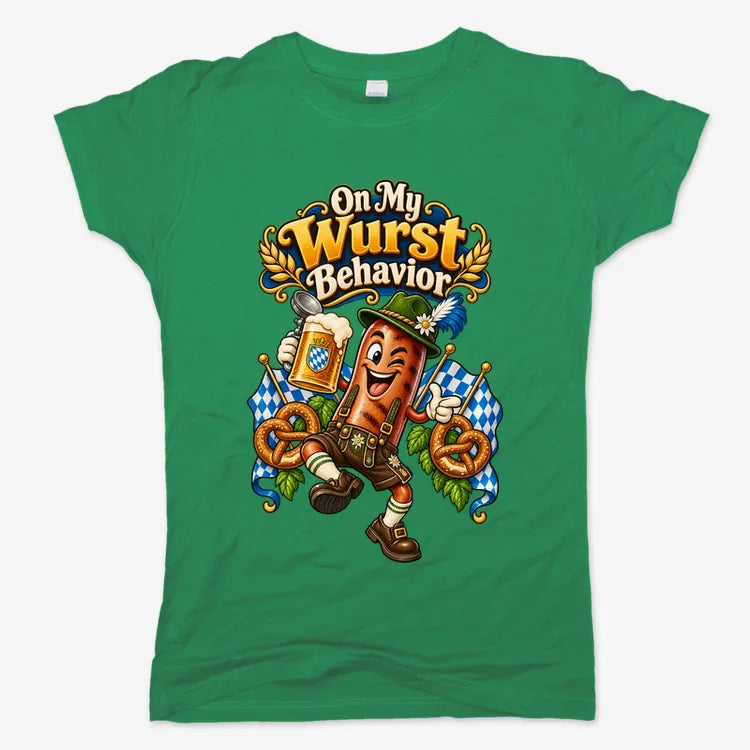 On My Wurst Behavior-Women's T-Shirt-Lucky Green