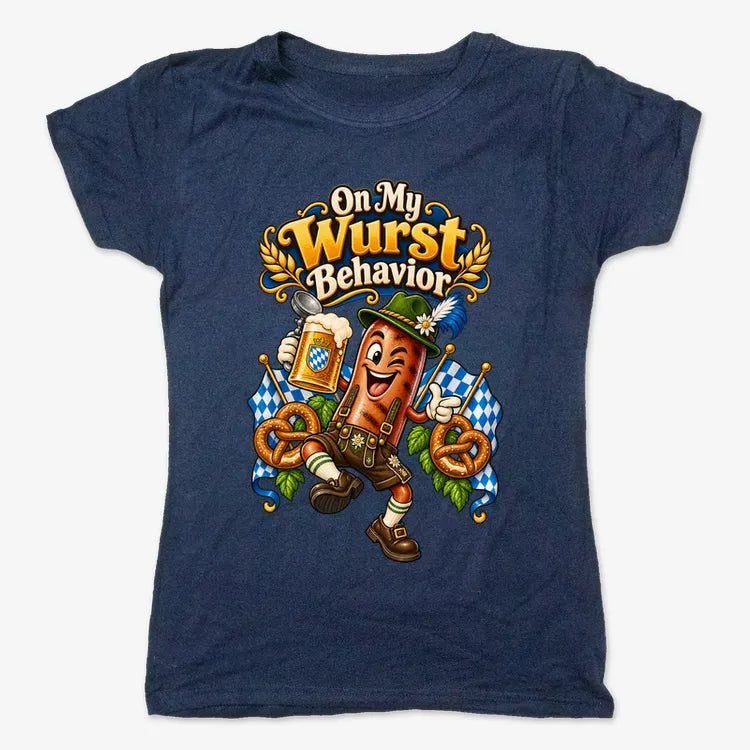 On My Wurst Behavior-Women's T-Shirt-True Navy