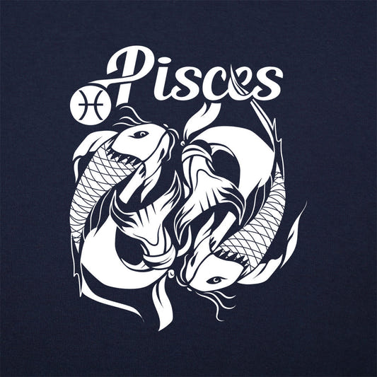 Pisces Zodiac Twin Koi Fish Symbol graphic Unisex Heavyweight T-Shirt in Navy Blue