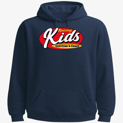 Raising Kids Caffeine & Chaos-Hoodie-Navy Blue