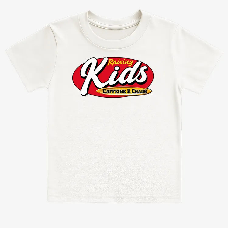 Raising Kids Caffeine & Chaos-Kids T-Shirt-White