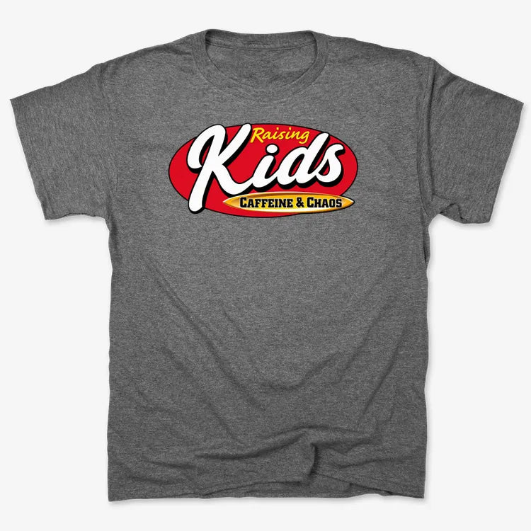 Raising Kids Caffeine & Chaos-Men's T-Shirt-Charcoal Heather