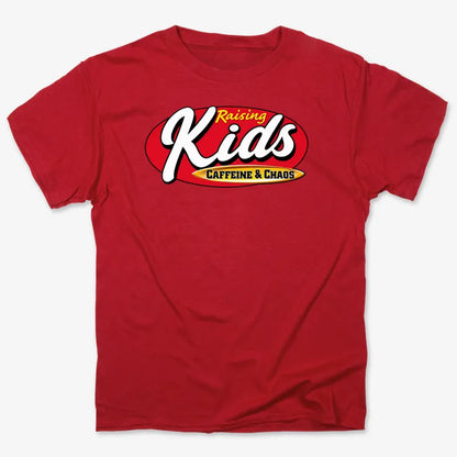Raising Kids Caffeine & Chaos-Men's T-Shirt-Red