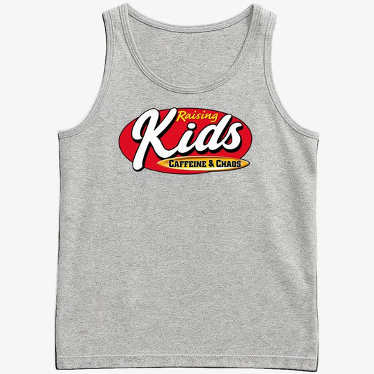 Raising Kids Caffeine & Chaos-Men's Tank Top-Gray Heather