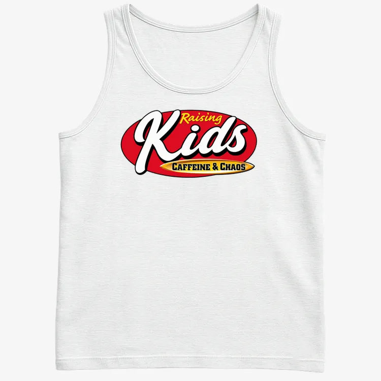 Raising Kids Caffeine & Chaos-Men's Tank Top-White