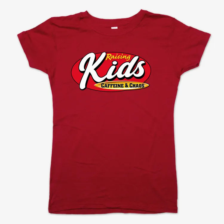 Raising Kids Caffeine & Chaos-Women's T-Shirt-Deep Red