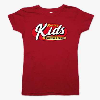 Raising Kids Caffeine & Chaos-Women's T-Shirt-Deep Red