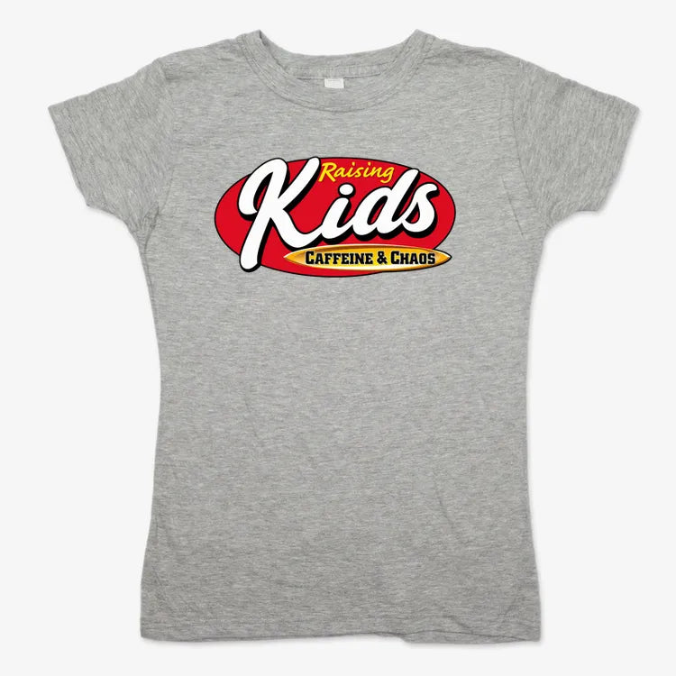 Raising Kids Caffeine & Chaos-Women's T-Shirt-Gray Granite