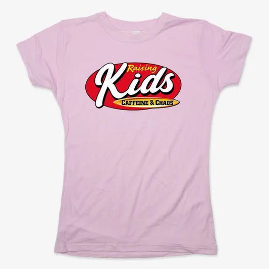 Raising Kids Caffeine & Chaos-Women's T-Shirt-Soft Pink