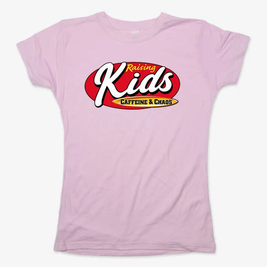 Raising Kids Caffeine & Chaos-Women's T-Shirt-Soft Pink