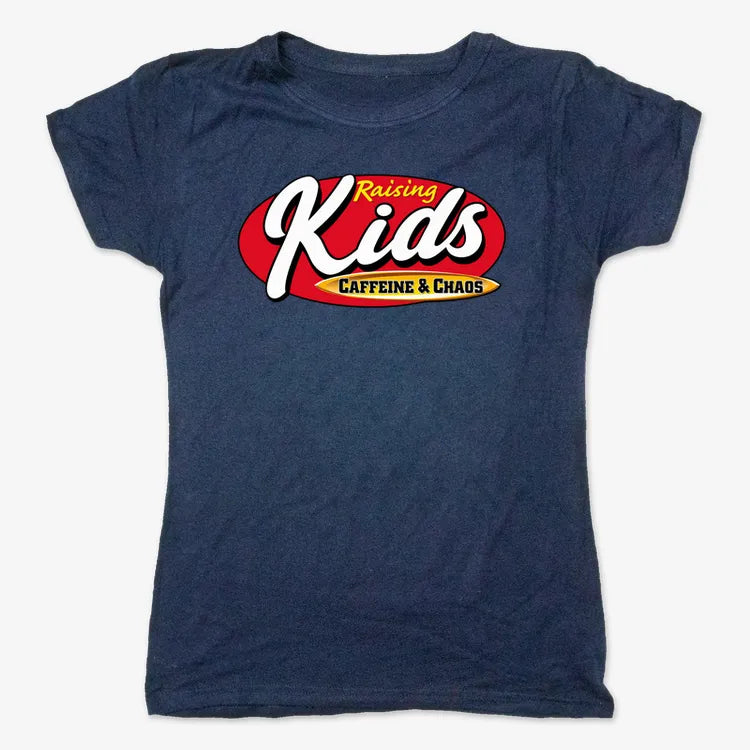 Raising Kids Caffeine & Chaos-Women's T-Shirt-True Navy