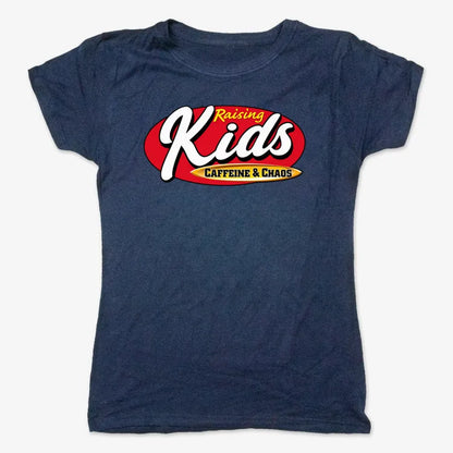Raising Kids Caffeine & Chaos-Women's T-Shirt-True Navy