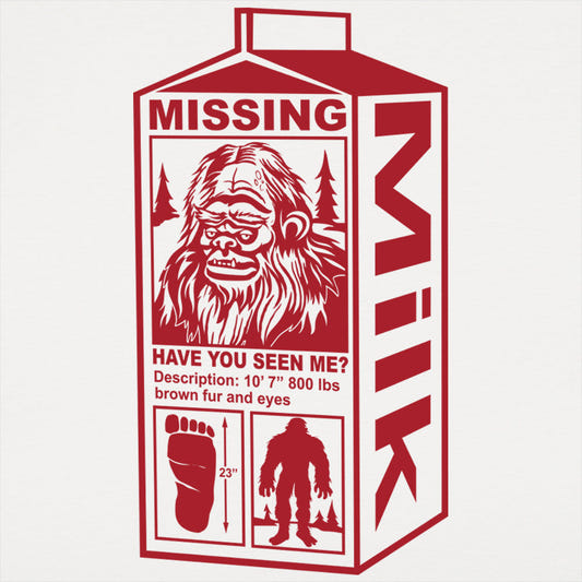 Sasquatch Missing Milk Carton Poster graphic tee design