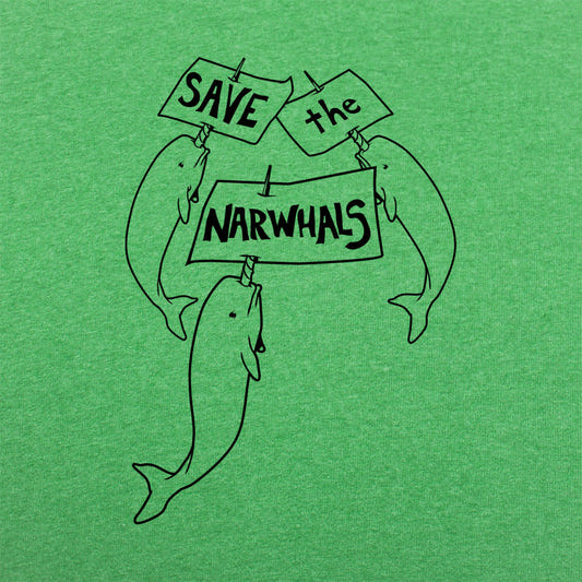 Save The Narwhal graphic Unisex Heavyweight T-Shirt in Kelly Green Heather