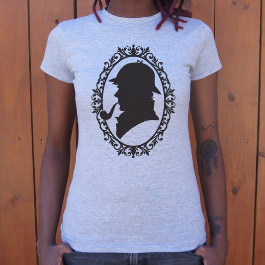 Sherlock Holmes Silhouette graphic Women's T-Shirt in Gray Granite
