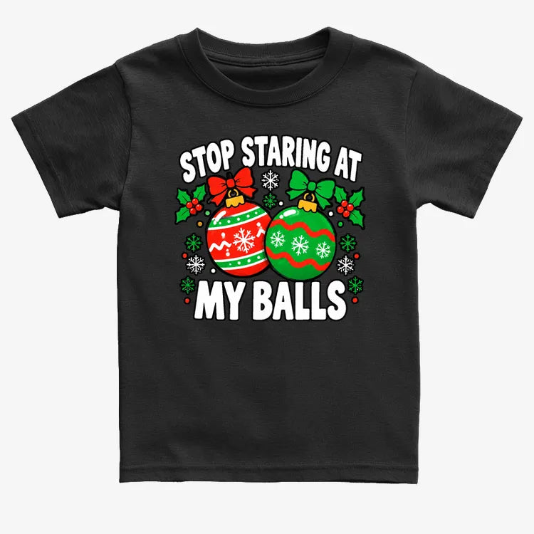 Stop Staring at My Balls-Kids T-Shirt-Black