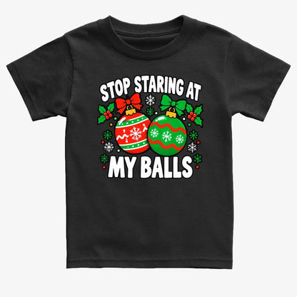 Stop Staring at My Balls-Kids T-Shirt-Black