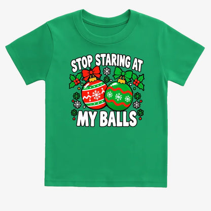 Stop Staring at My Balls-Kids T-Shirt-Green