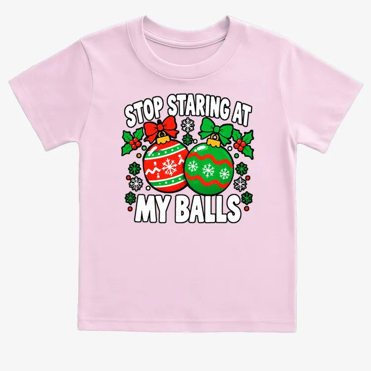 Stop Staring at My Balls-Kids T-Shirt-Pink