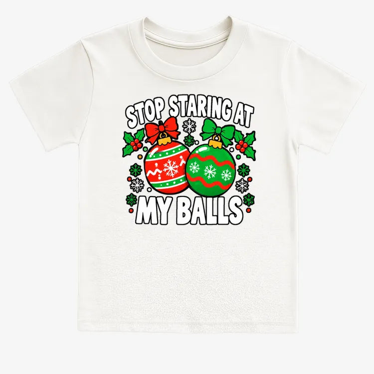 Stop Staring at My Balls-Kids T-Shirt-White