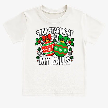 Stop Staring at My Balls-Kids T-Shirt-White