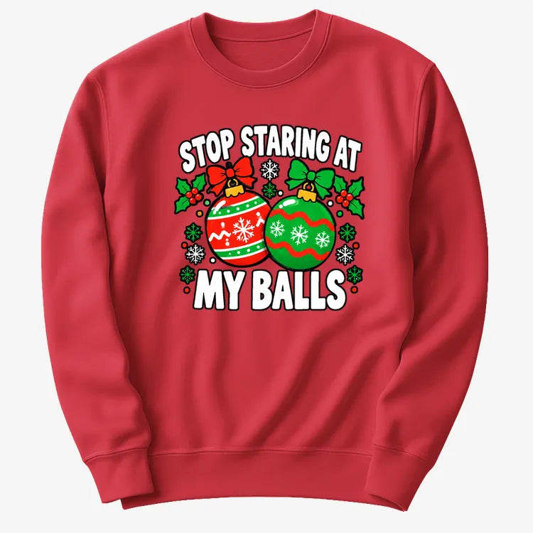 Stop Staring at My Balls-Sweatshirt-Red