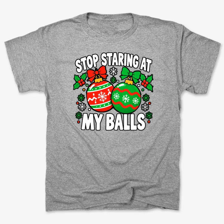 Stop Staring at My Balls-Unisex Heavyweight T-Shirt-Heather Gray