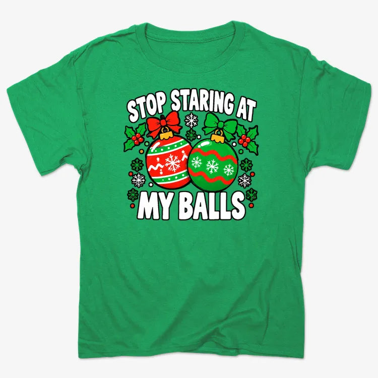 Stop Staring at My Balls-Unisex Heavyweight T-Shirt-Kelly Green Heather