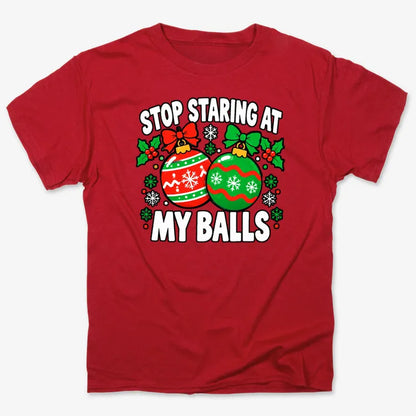 Stop Staring at My Balls-Unisex Heavyweight T-Shirt-Red