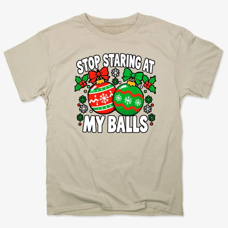 Stop Staring at My Balls-Unisex Heavyweight T-Shirt-Sand