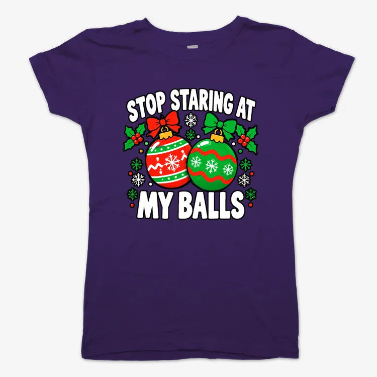Stop Staring at My Balls-Women's T-Shirt-Violet