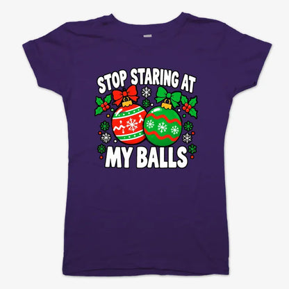 Stop Staring at My Balls-Women's T-Shirt-Violet