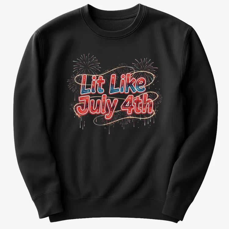 Lit Like July 4th-Sweater-Black