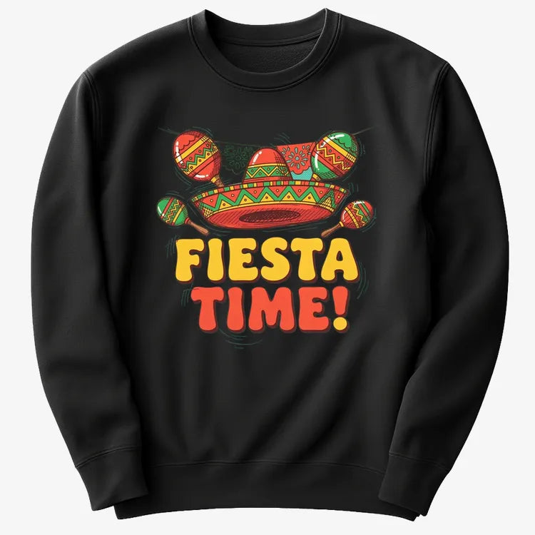 Vibrant Fiesta Time T-Shirt-Sweater-Black