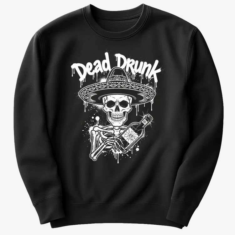 Dead Drunk Skeleton Fiesta-Sweater-Black