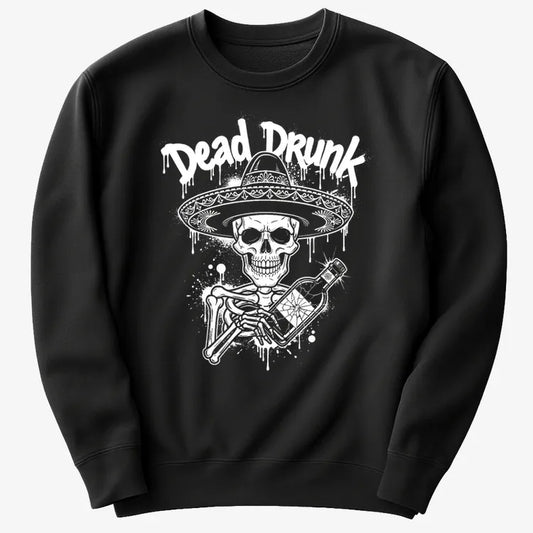 Dead Drunk Skeleton Fiesta-Sweater-Black