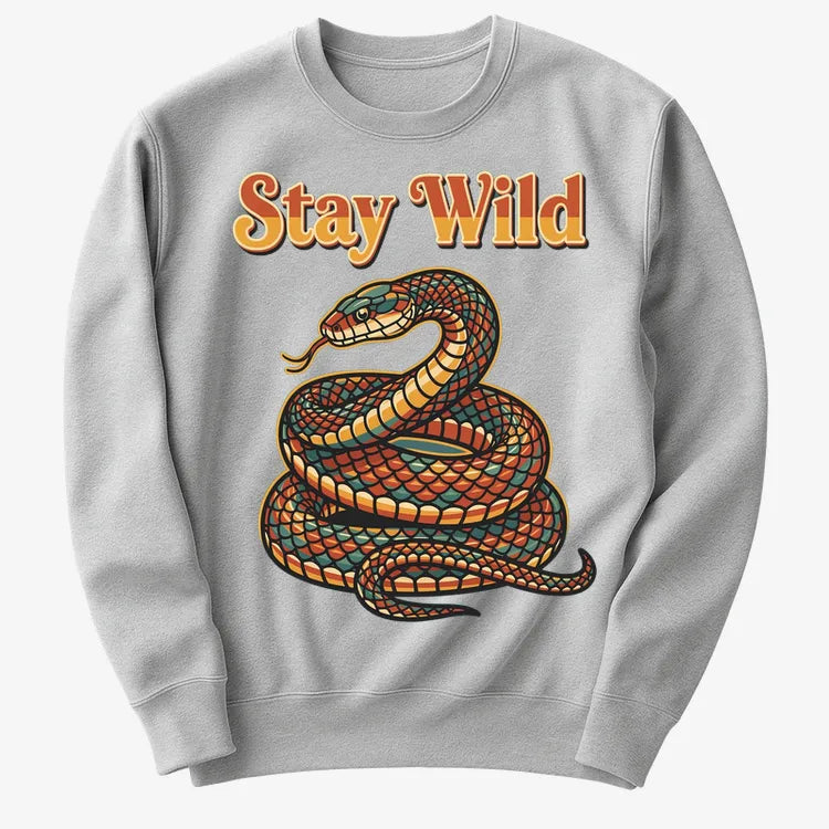 Stay Wild Snake Graphic Tee-Sweater-Gray Heather