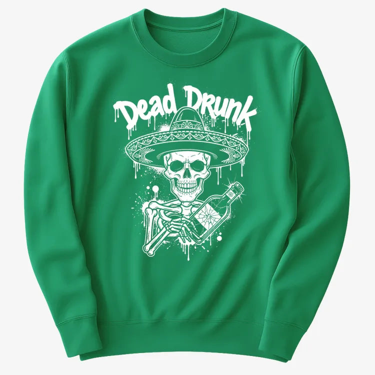 Dead Drunk Skeleton Fiesta-Sweater-Green