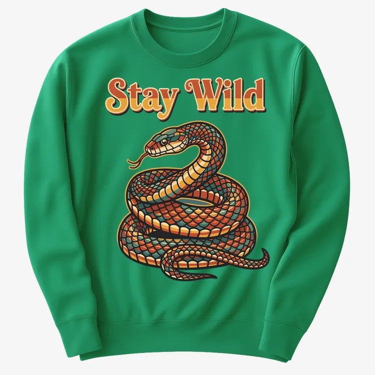 Stay Wild Snake Graphic Tee-Sweater-Green