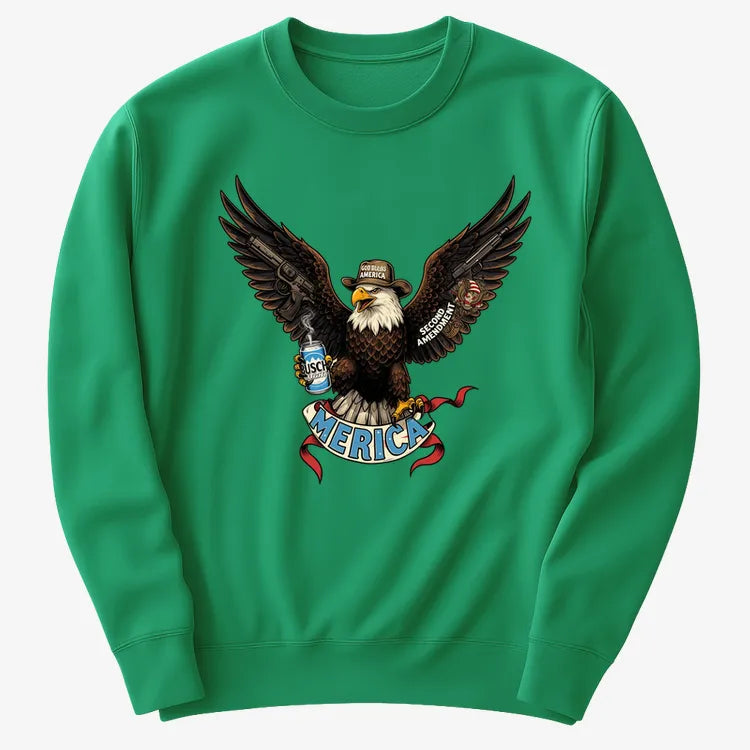 Merica Eagle with Guns & Beer-Sweater-Green