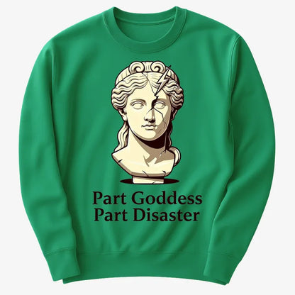 Goddess Meets Disaster Tee-Sweater-Green