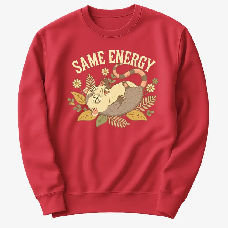 Same Energy Opossum Vibes-Sweater-Red