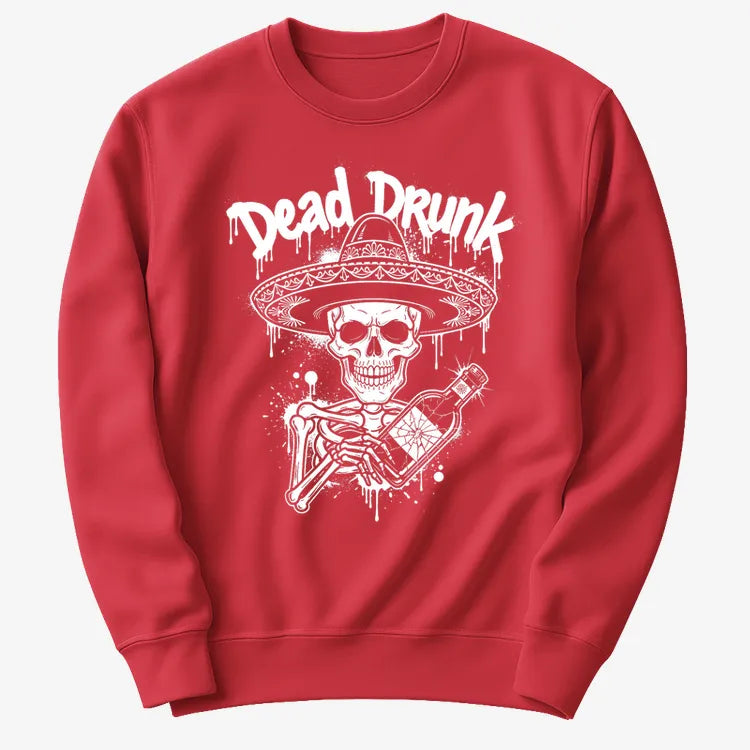 Dead Drunk Skeleton Fiesta-Sweater-Red