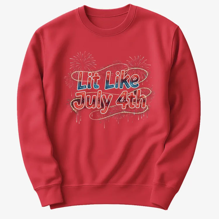 Lit Like July 4th-Sweater-Red