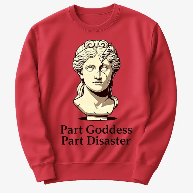 Goddess Meets Disaster Tee-Sweater-Red