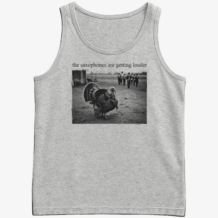 The Saxophones Are Getting Louder Funny Thanksgiving Turkey Tee-Men's Tank Top-Gray Heather