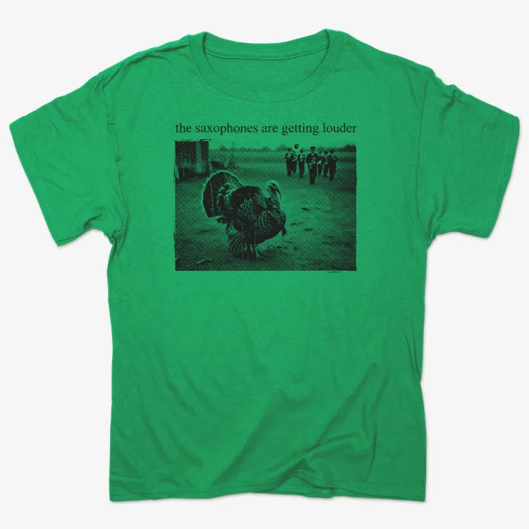 The Saxophones Are Getting Louder Funny Thanksgiving Turkey Tee-Unisex Heavyweight T-Shirt-Kelly Green Heather
