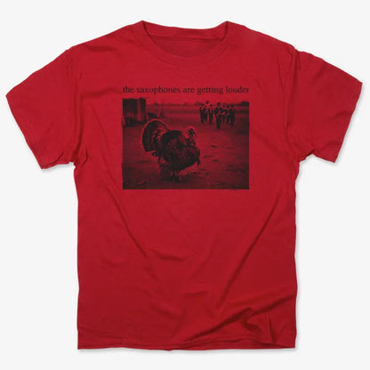 The Saxophones Are Getting Louder Funny Thanksgiving Turkey Tee-Unisex Heavyweight T-Shirt-Red