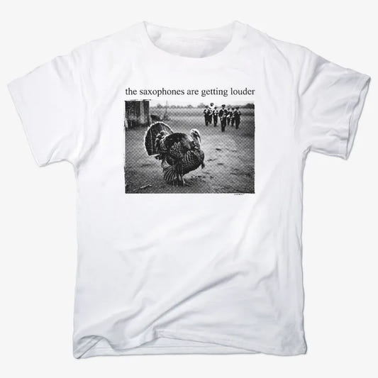 The Saxophones Are Getting Louder Funny Thanksgiving Turkey Tee-Unisex Heavyweight T-Shirt-White