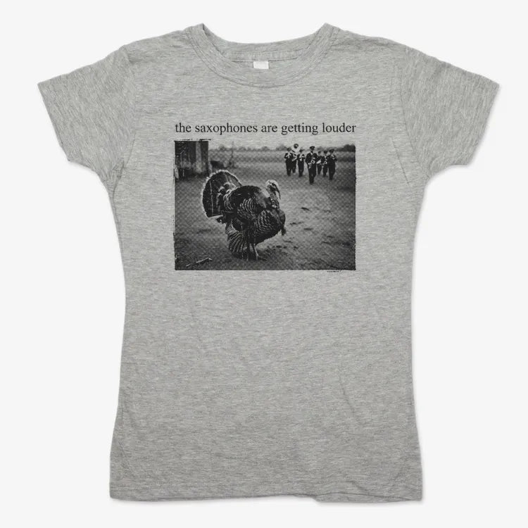 The Saxophones Are Getting Louder Funny Thanksgiving Turkey Tee-Women's T-Shirt-Gray Granite